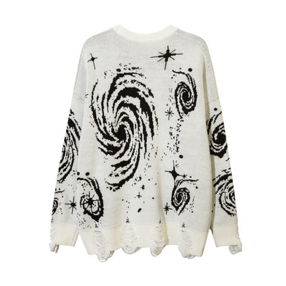 Men's Cosmic Starry Sky Ripped Sweater