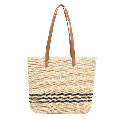 Bolso casual a rayas de gran capacidad Bolsos de paja de verano