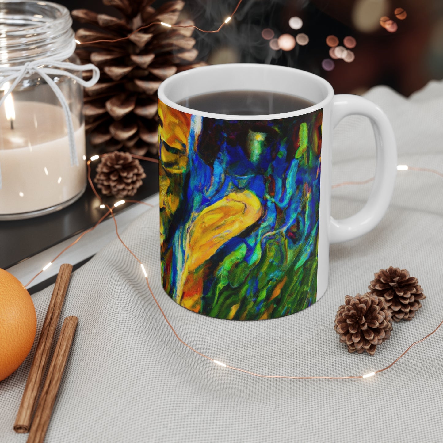 "A Cat Amongst the Celestial Tea Leaves" - The Alien Ceramic Mug 11 oz