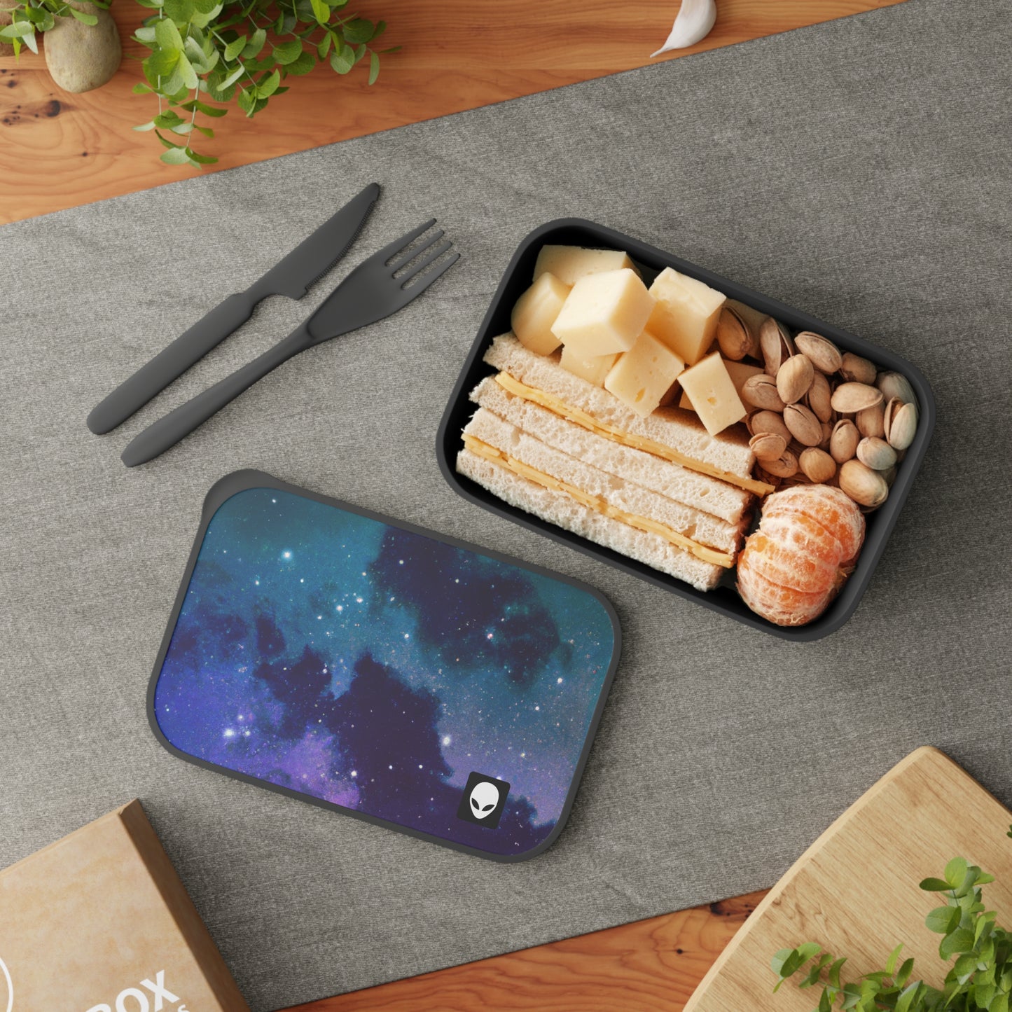 "Midnight Celestial Symphony" - The Alien Eco-friendly PLA Bento Box with Band and Utensils