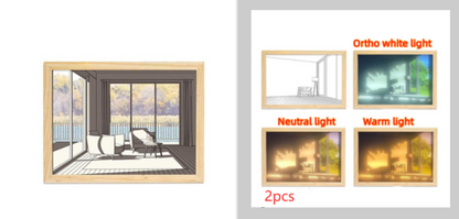 Beleuchtetes Bild, LED, dekoratives Licht, Malerei, Nachttisch-Bildstil, kreativ, modern, simulieren Sonnenschein, Zeichnung, Nachtlicht, Geschenk