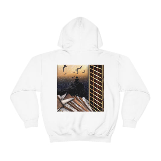 "A Tale of Storytelling Art: A Mixed Media Masterpiece" - The Alien Unisex Hoodie