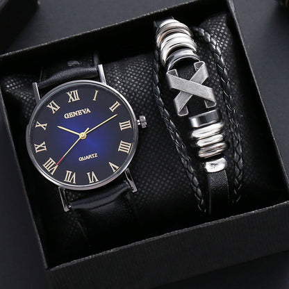 Conjunto de regalo de negocios de moda con reloj para hombre con cinturón de cuero