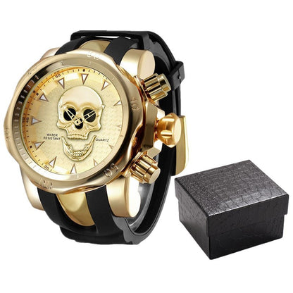 Nuevo reloj para hombre con personalidad de calavera, esfera grande, correa de silicona, reloj de cuarzo