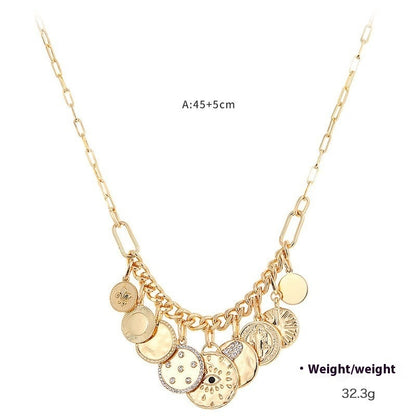 Women's Mystic Coin Diamond Embossed Pendant Necklace