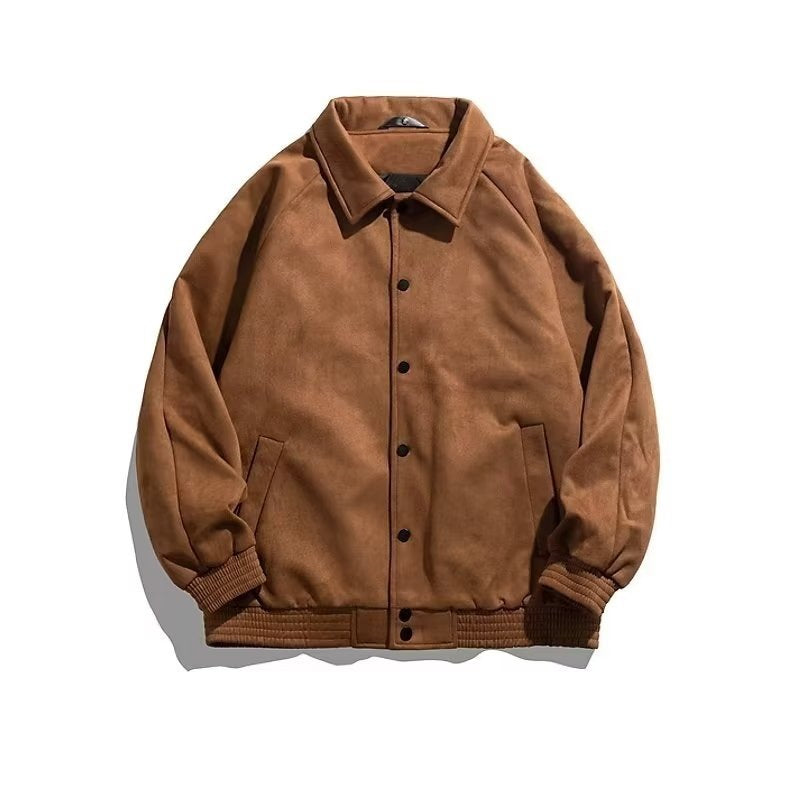 Men's Autumn Winter Suede Bomber Coat Autumn Top Jacket