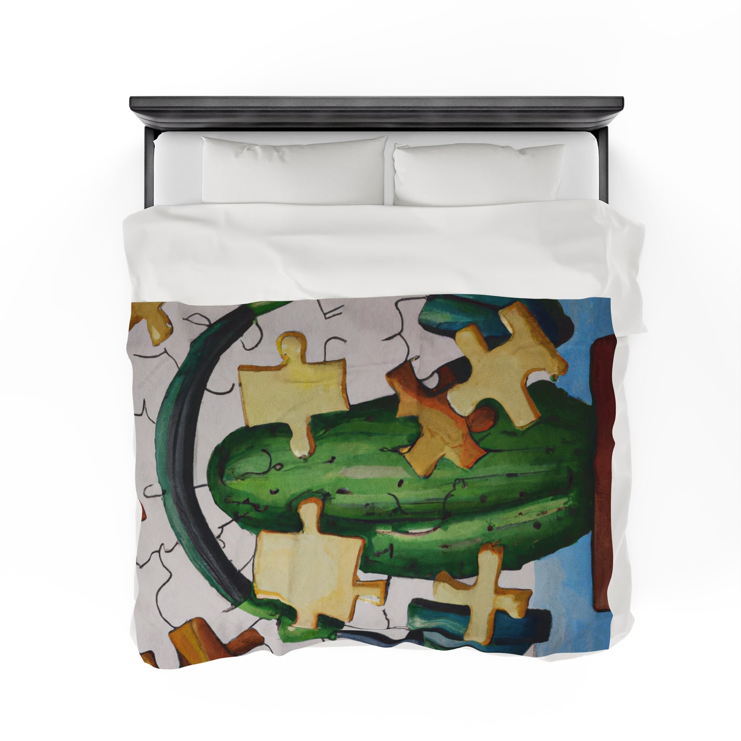 "Cactified Puzzle Time" - The Alien Velveteen Plush Blanket