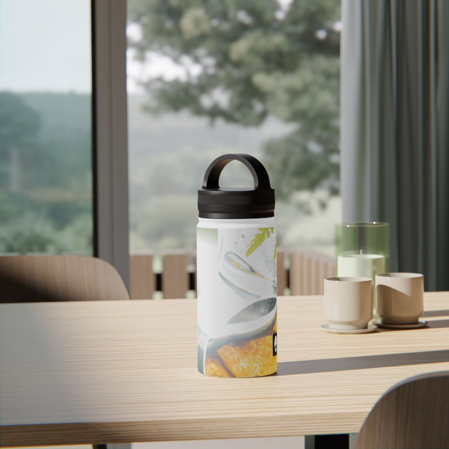 "Earth's Splendor: A Colorful Collage of Natural Wonders" - The Alien Stainless Steel Water Bottle, Handle Lid