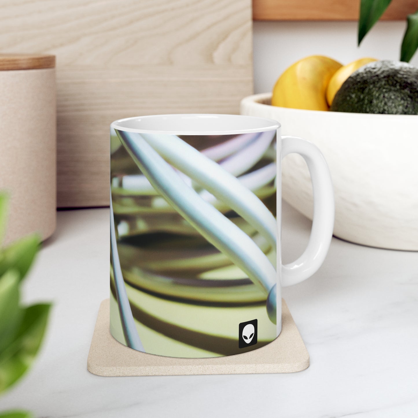 "Arte abstracto: construir emociones a partir de objetos comunes" - Taza de cerámica The Alien de 11 oz