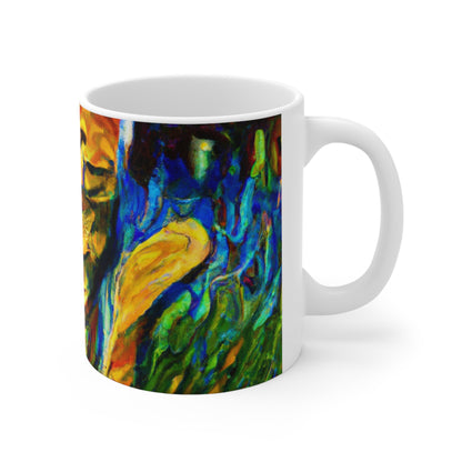 "Un gato entre las hojas de té celestiales" - Taza de cerámica The Alien 11 oz