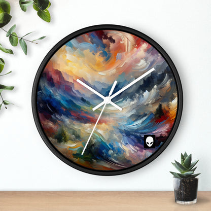 "Paisaje abstracto: exploración de profundidades emocionales a través del color y la textura" - El reloj de pared alienígena estilo expresionismo abstracto