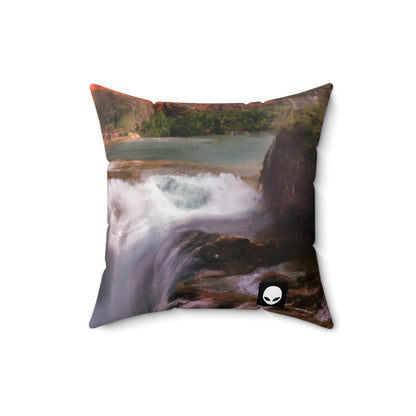 "Capturando la belleza de la naturaleza: creando un paisaje icónico en un arte vibrante" - The Alien Square Pillow