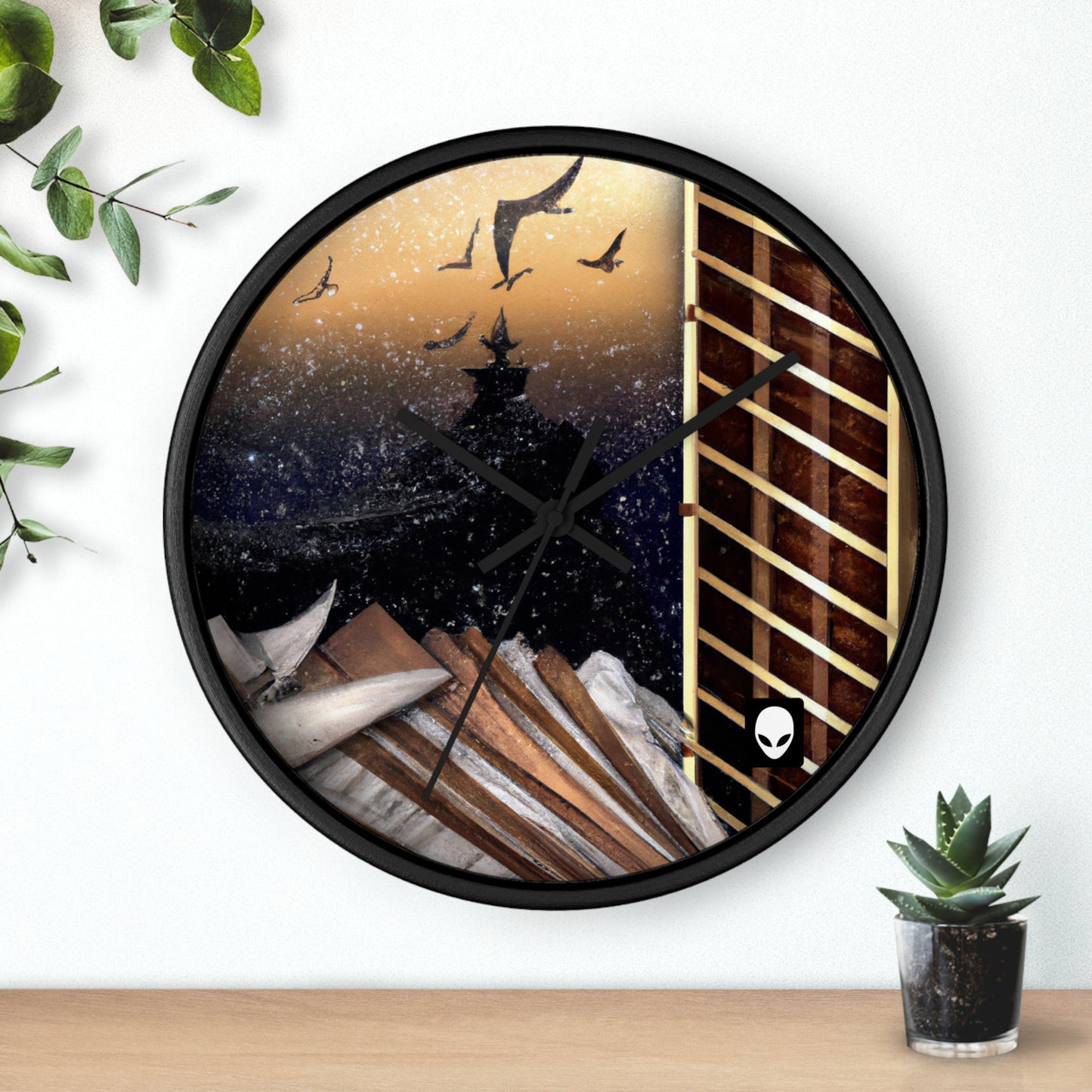 "A Tale of Storytelling Art: A Mixed Media Masterpiece" - The Alien Wall Clock