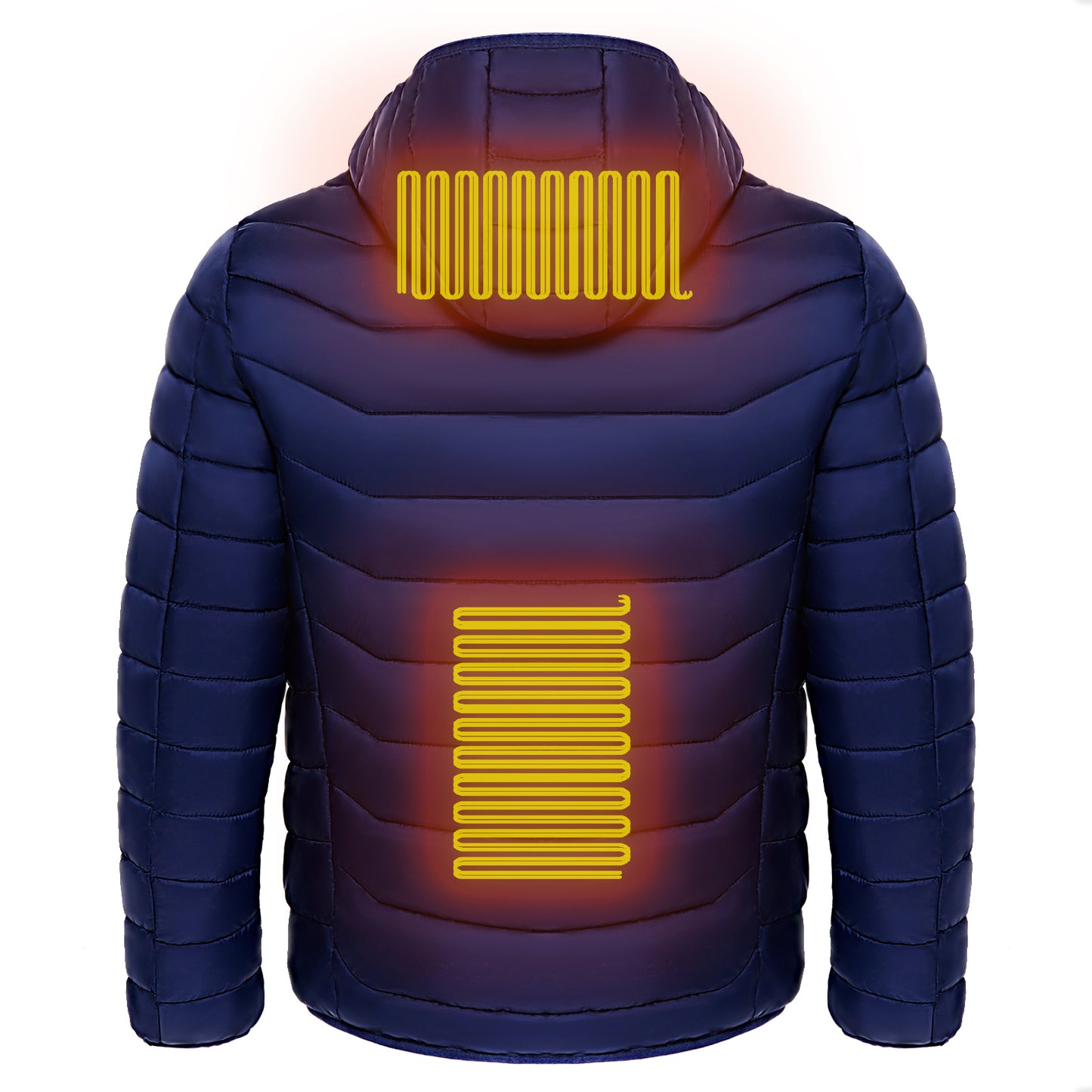 Chaqueta acolchada con calefacción para hombre, abrigo con calefacción eléctrica, capucha aislada, cortavientos, 9 zonas de calor