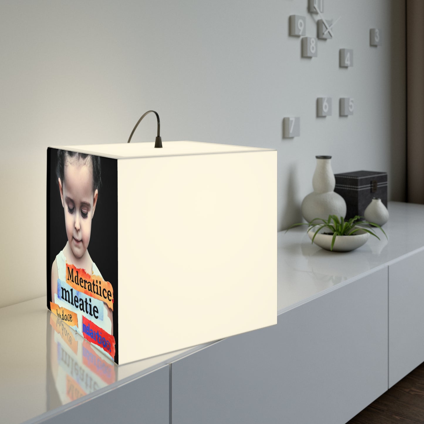 "Anxious Beginnings: A Child's Uncertain Futurescape". - The Alien Light Cube Lamp