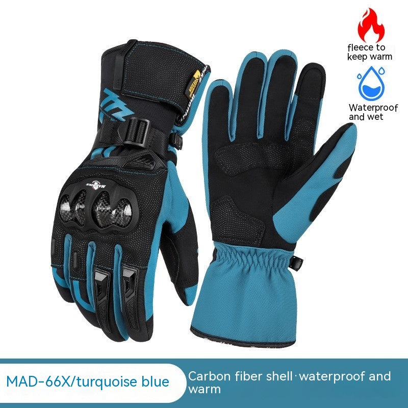 Guantes cálidos para montar en motocicleta, fibra de carbono para hombre, resistentes a caídas