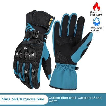 Guantes cálidos para montar en motocicleta, fibra de carbono para hombre, resistentes a caídas