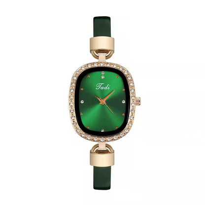 Reloj de pulsera para mujer, traje de dos piezas, reloj de cuarzo para mujer, reloj de moda con cinturón fino y diamantes de imitación