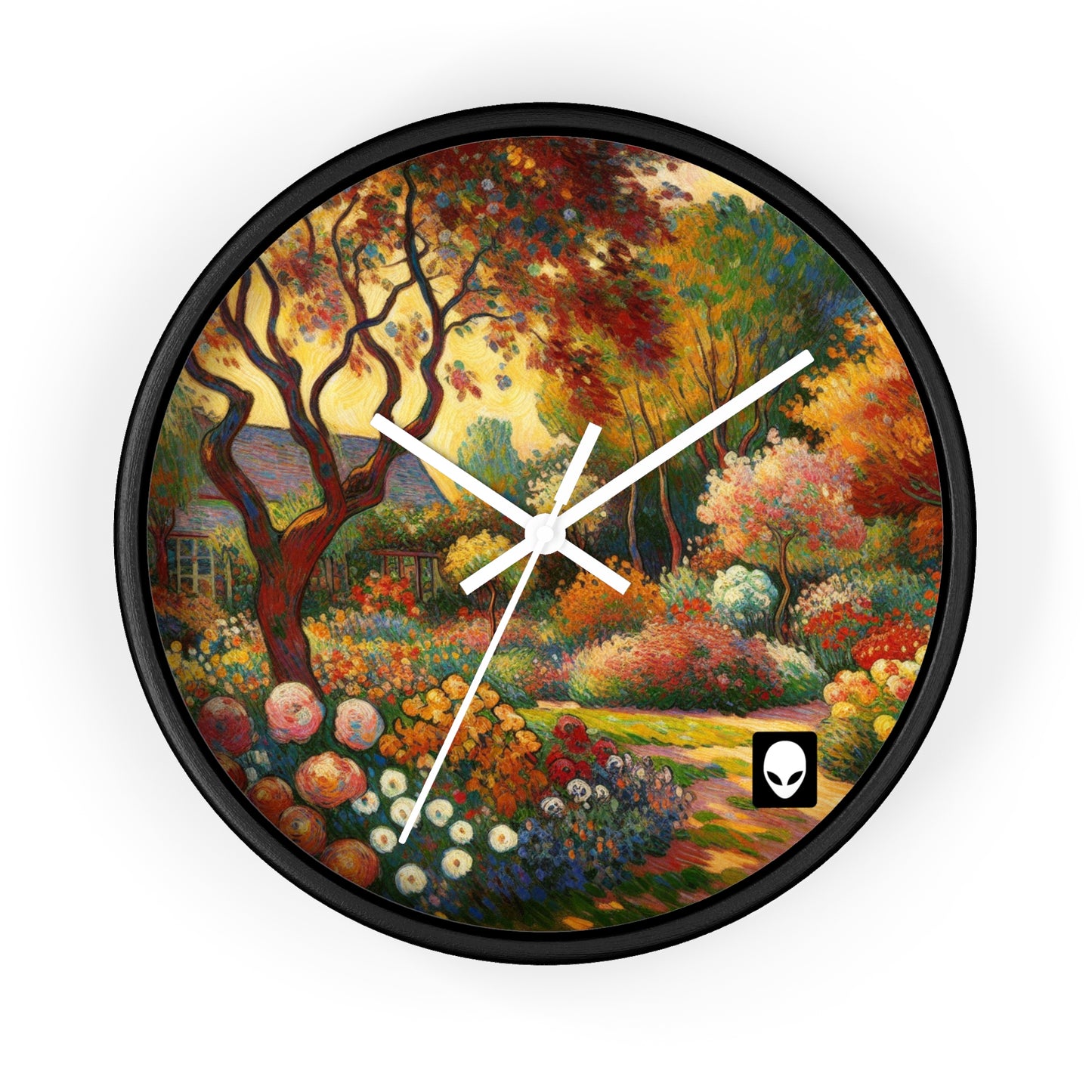 "Fauvist Garden Oasis" - Die Alien Wanduhr im Fauvismus Stil