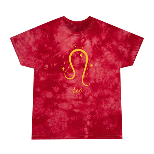 Signo del zodiaco Leo: camiseta con efecto tie-dye alienígena, cristal