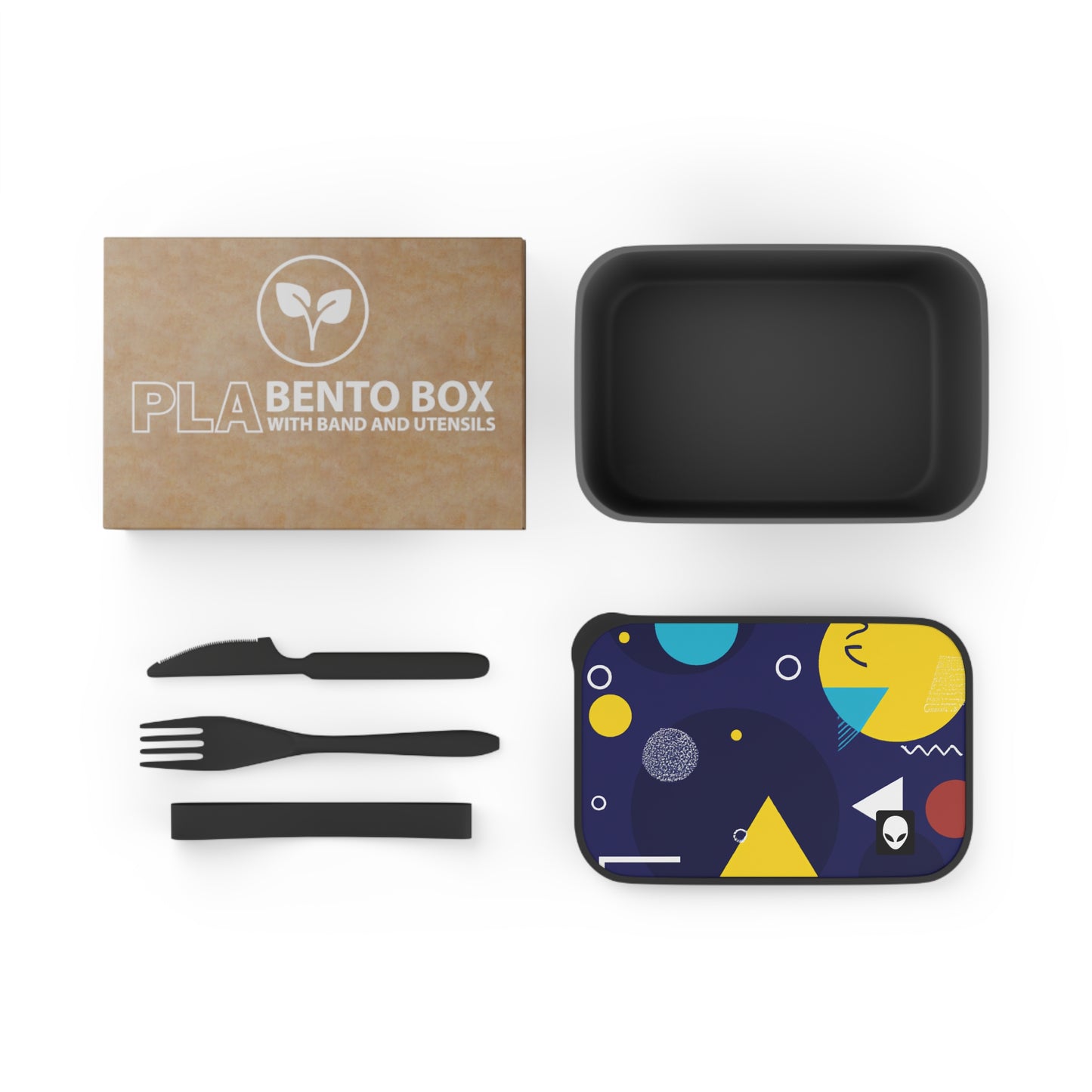 "Geometric Fusion: Bringing Your Vision to Colorful Life" - The Alien Eco-friendly PLA Bento Box with Band and Utensils