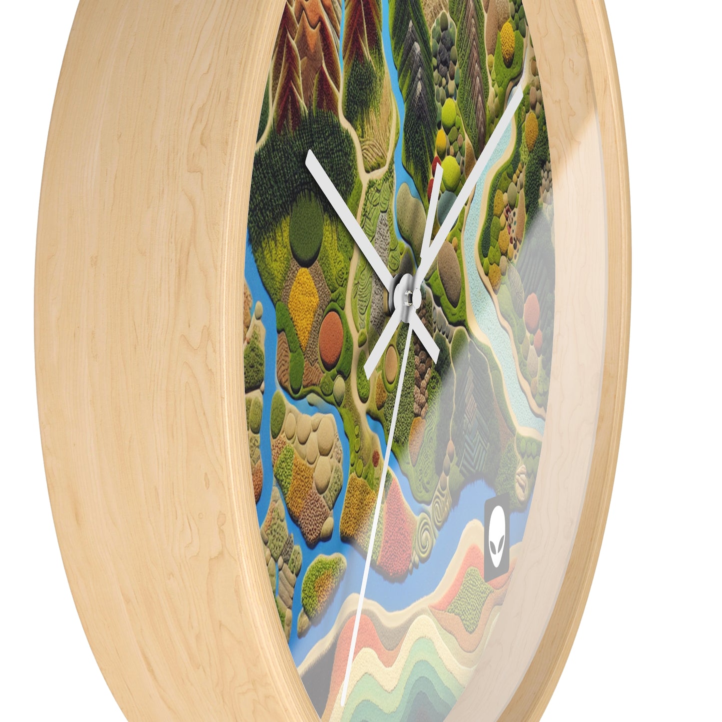 "Mapping Mother Nature: Crafting a Living Mural of Our Region". - The Alien Wall Clock Land Art Style