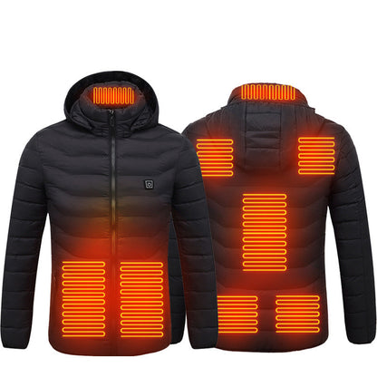 Chaqueta acolchada con calefacción para hombre, abrigo con calefacción eléctrica, capucha aislada, cortavientos, 9 zonas de calor