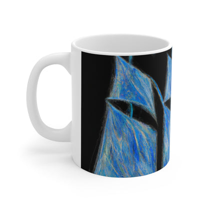 "El velero azul y las velas blancas: Una aventura de libertad en el mar" - The Alien Ceramic Mug 11 oz