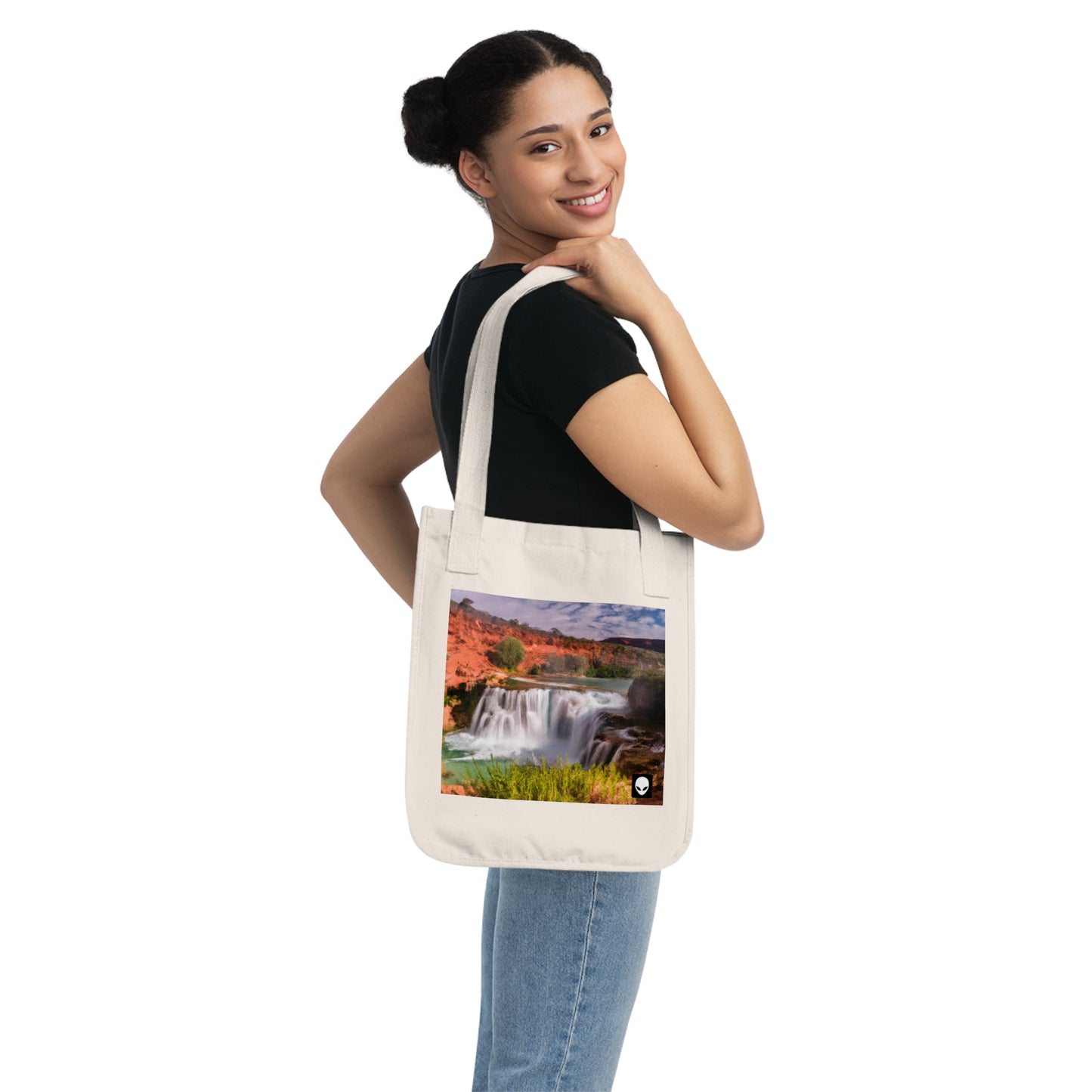 "Capturando la belleza de la naturaleza: creando un paisaje icónico en un arte vibrante" - The Alien Eco-friendly Tote Bag