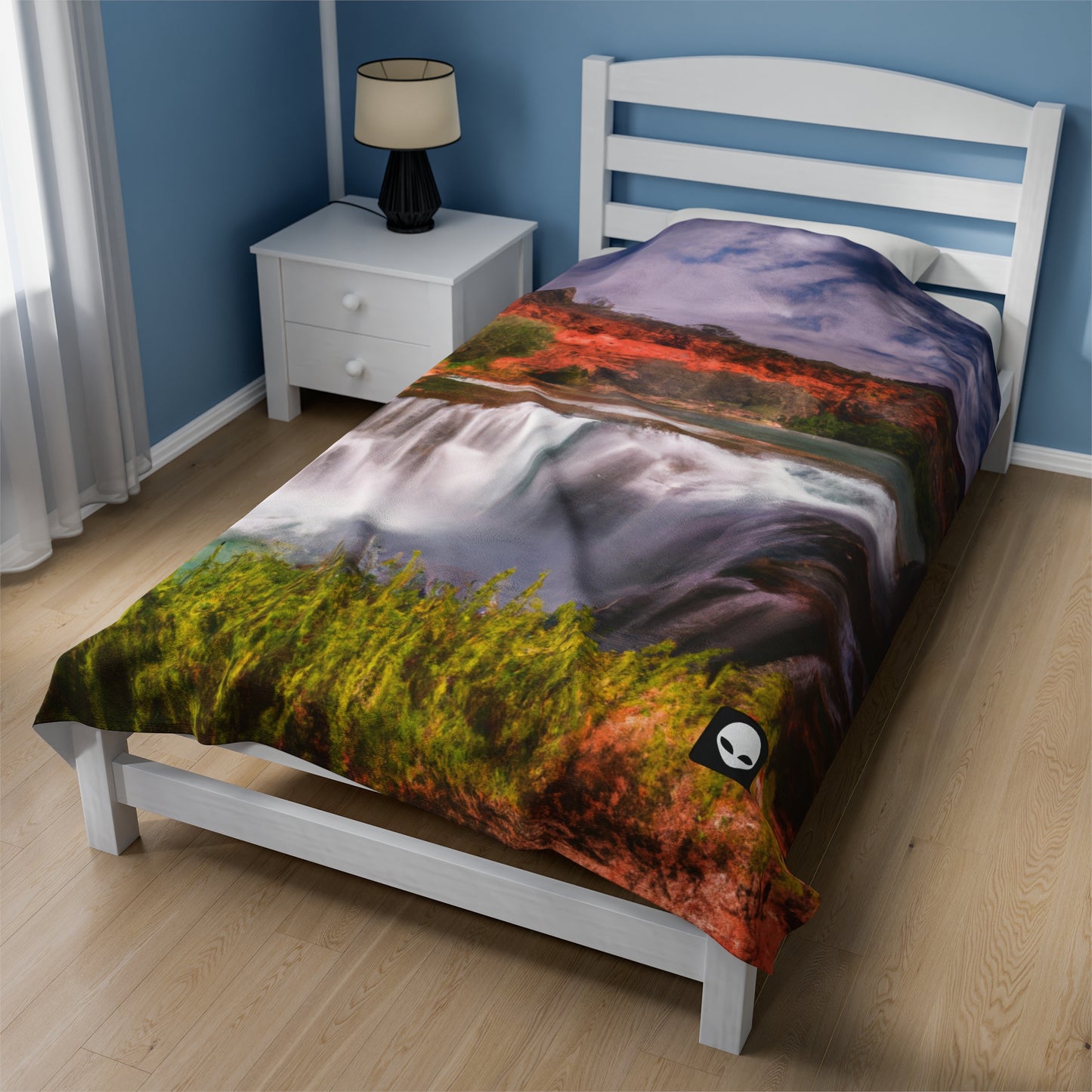 "Capturando la belleza de la naturaleza: creando un paisaje icónico en un arte vibrante" - The Alien Velveteen Plush Blanket