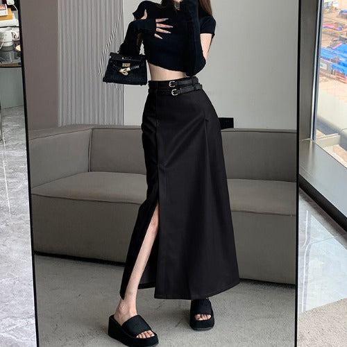 Black High-grade PU Leather Skirt Women