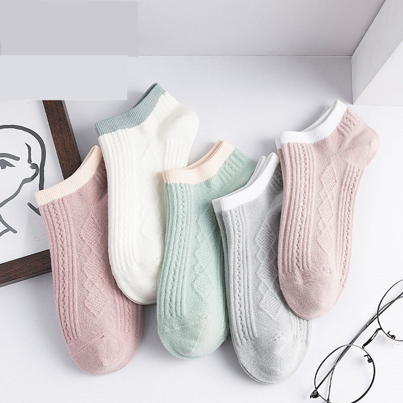 Solid Color Cotton Socks Spring And Autumn Medium Hose