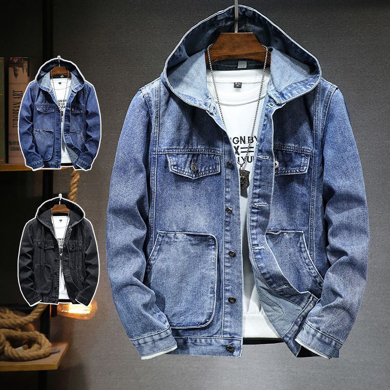 Trendige Herren-Jeansjacke mit Kapuze