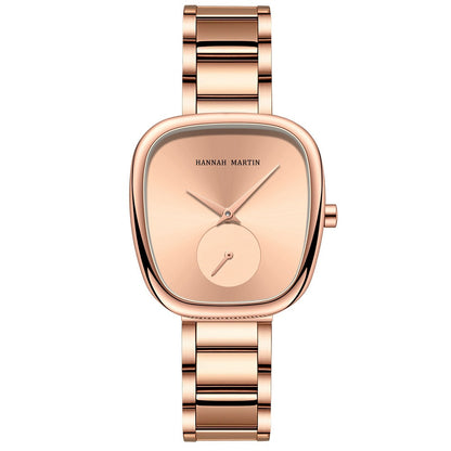 Reloj de cuarzo Milan Mesh de acero inoxidable para mujer Half Tonneau