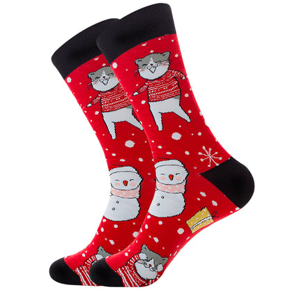 Calcetines de hombre Santa Claus Moose Calcetines de tubo medio para hombre Calcetines de algodón de marea