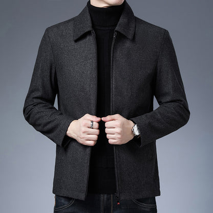 Polo Collar Jacket Zipper Coat Basic Style