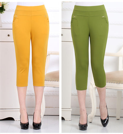 Pantalones casuales de cintura alta de color liso para mujer