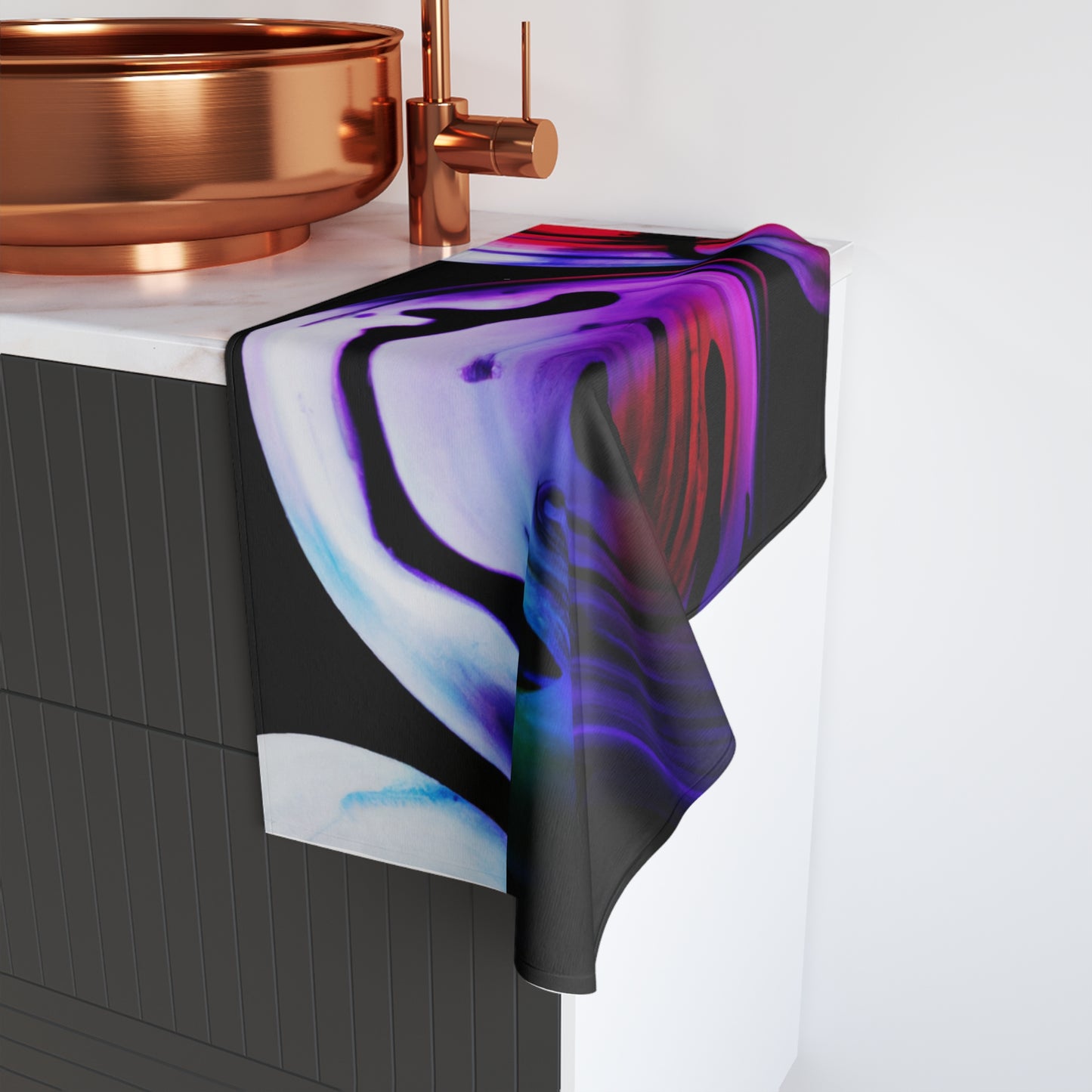 "Exploring Contrasts: A Colorful Dance of Luminance and Chromatic Aberration" - The Alien Hand towel