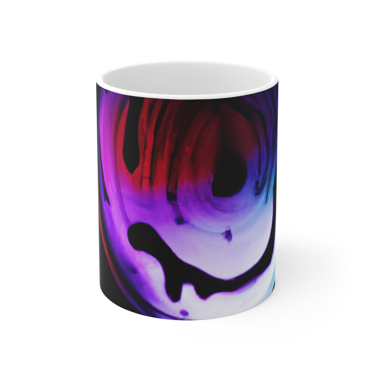 "Explorando los contrastes: una danza colorida de luminancia y aberración cromática" - Taza de cerámica The Alien de 11 oz