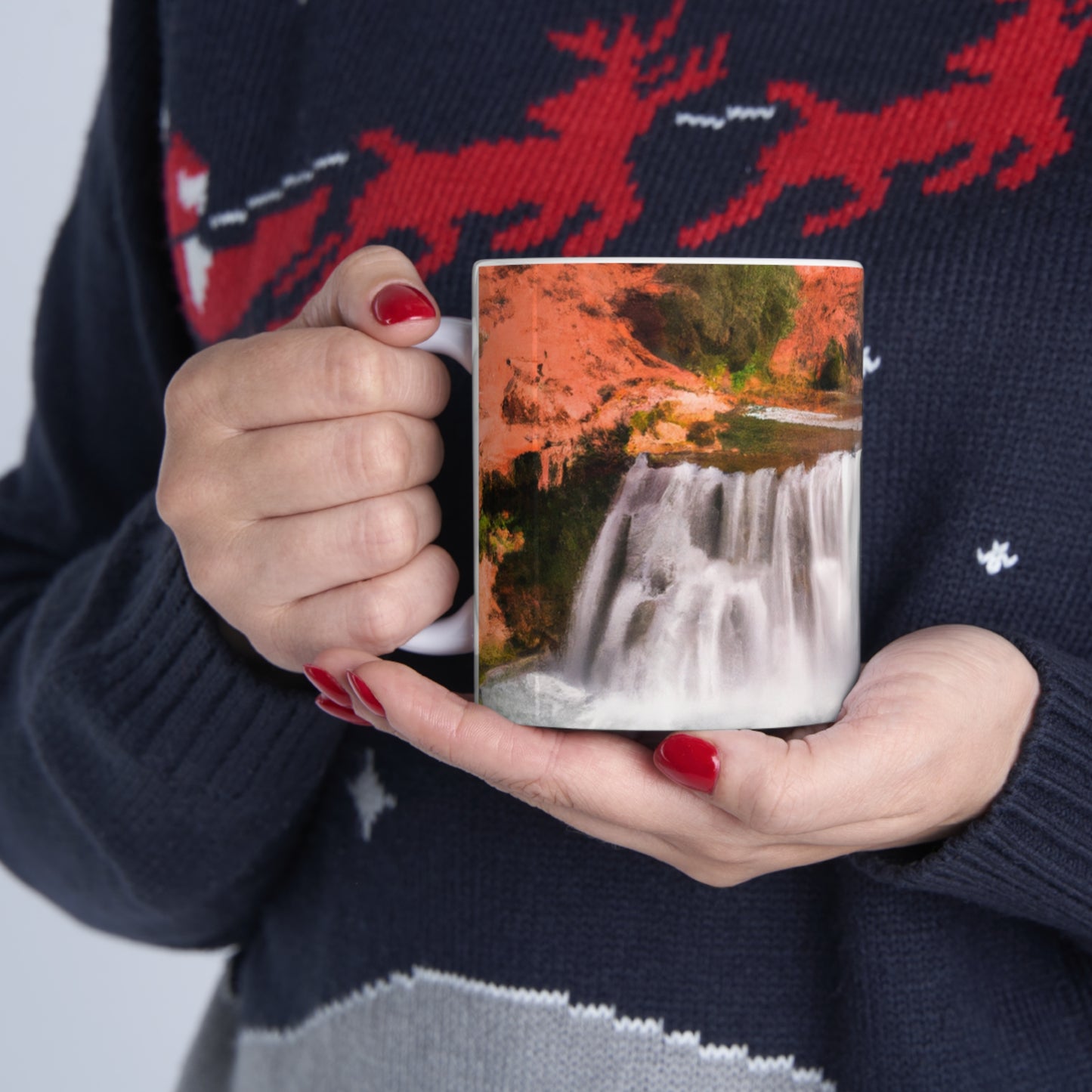 "Capturando la belleza de la naturaleza: creando un paisaje icónico en un arte vibrante" - Taza de cerámica The Alien de 11 oz