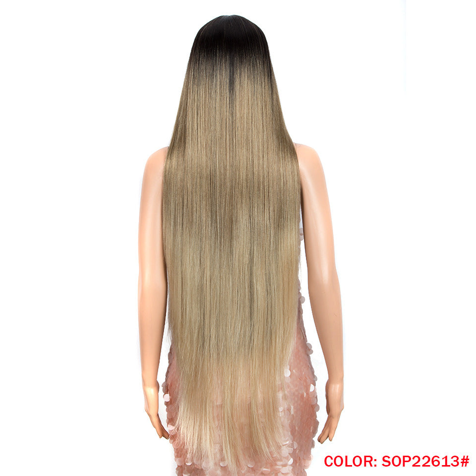 Long Straight Hair Synthetic Fiber Headgear