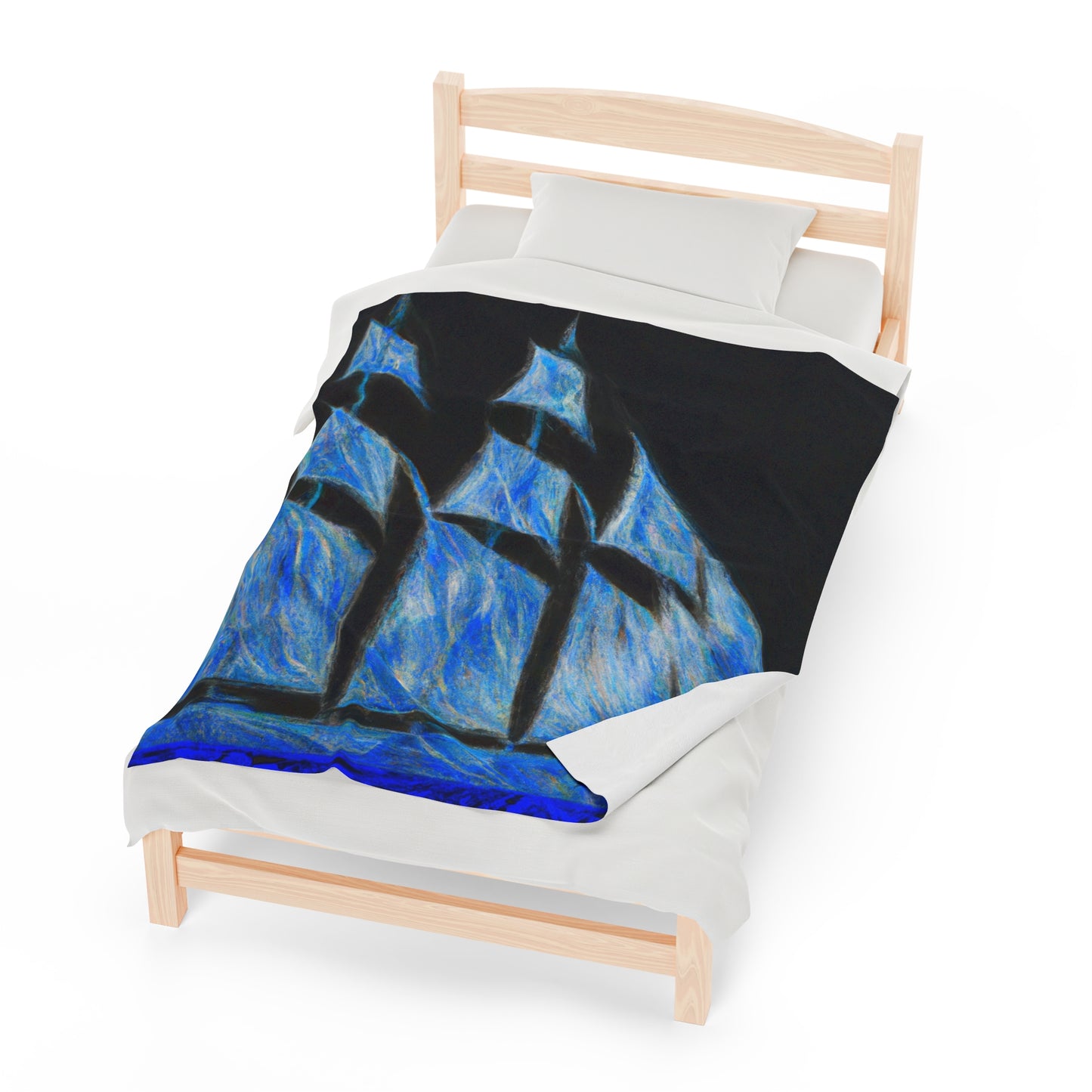 "El velero azul y las velas blancas: Una aventura de libertad en el mar" - The Alien Velveteen Plush Blanket