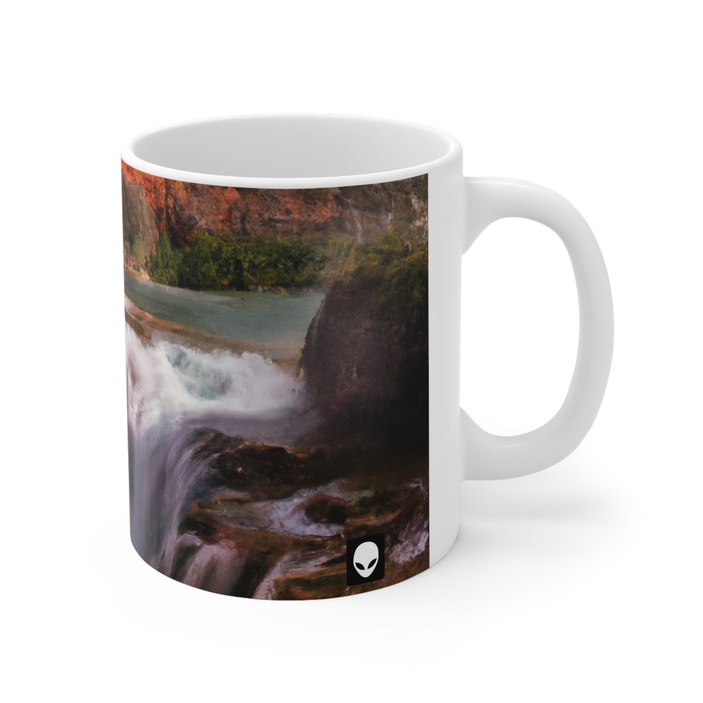 „Die Schönheit der Natur einfangen: Eine ikonische Landschaft in lebendiger Kunst gestalten“ – The Alien Keramiktasse 11 oz