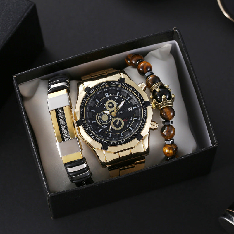 Men's Steel Belt Fashion Watch Set