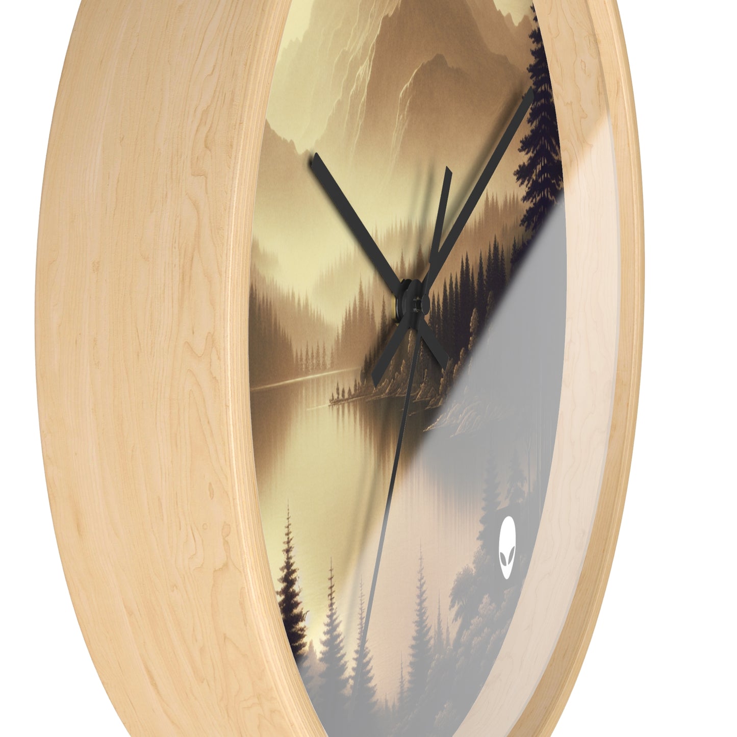 "Dawn at the Lake: A Foggy Mountain Morning" - The Alien Wall Clock Tonalism Style