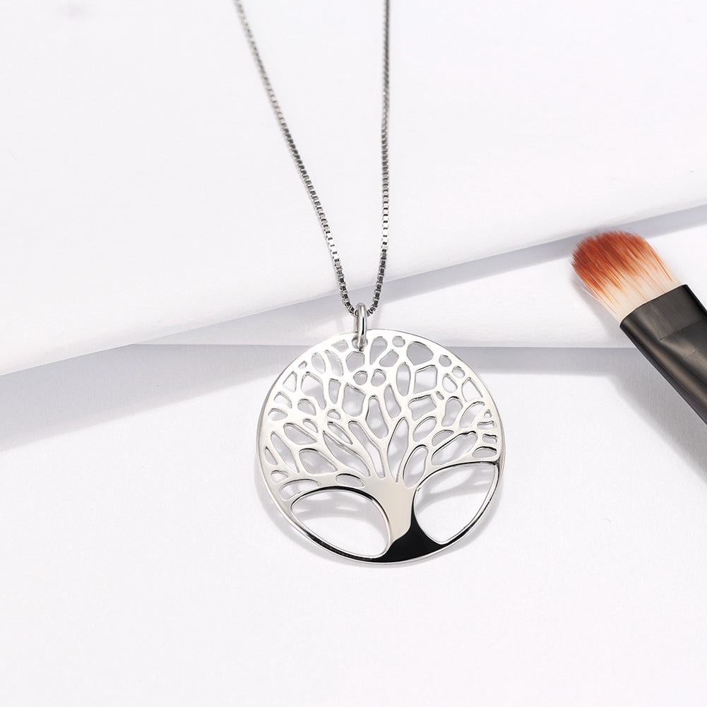 S925 Sterling Silver Necklace Round Flower Thousand Trees