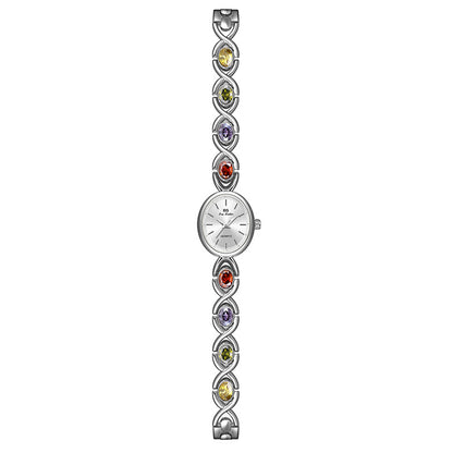 Mid-ancient Fashion Oval Colored Gems Rainbow Light Luxury Watch