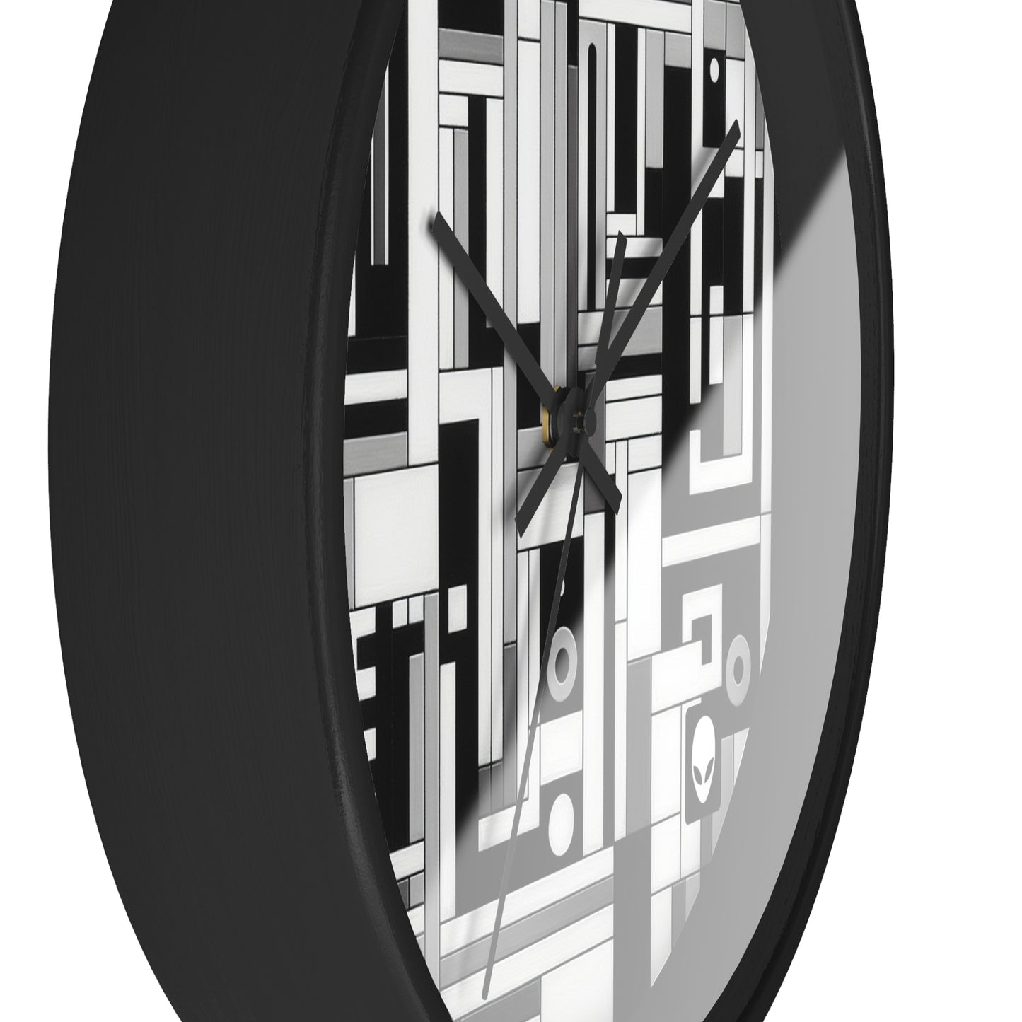 "De Stijl in Black and White" - The Alien Wall Clock De Stijl Style