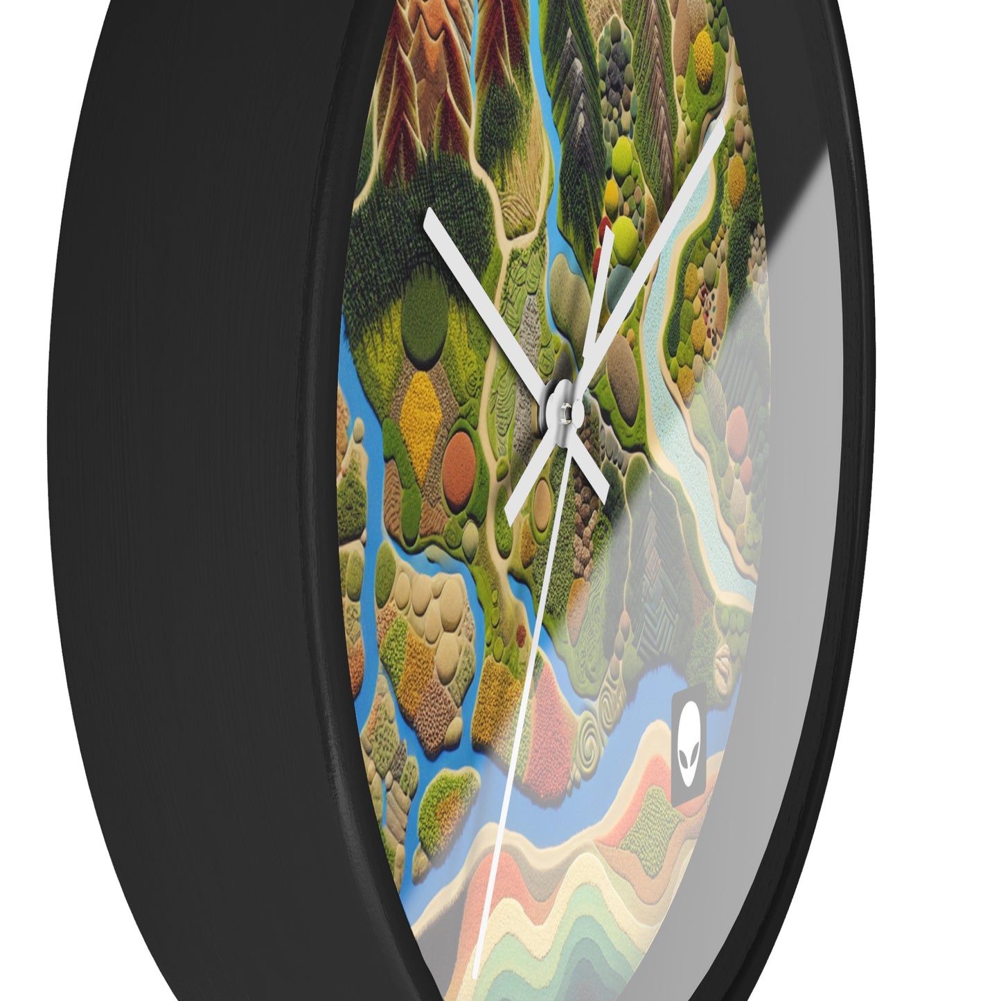 "Mapping Mother Nature: Crafting a Living Mural of Our Region". - The Alien Wall Clock Land Art Style