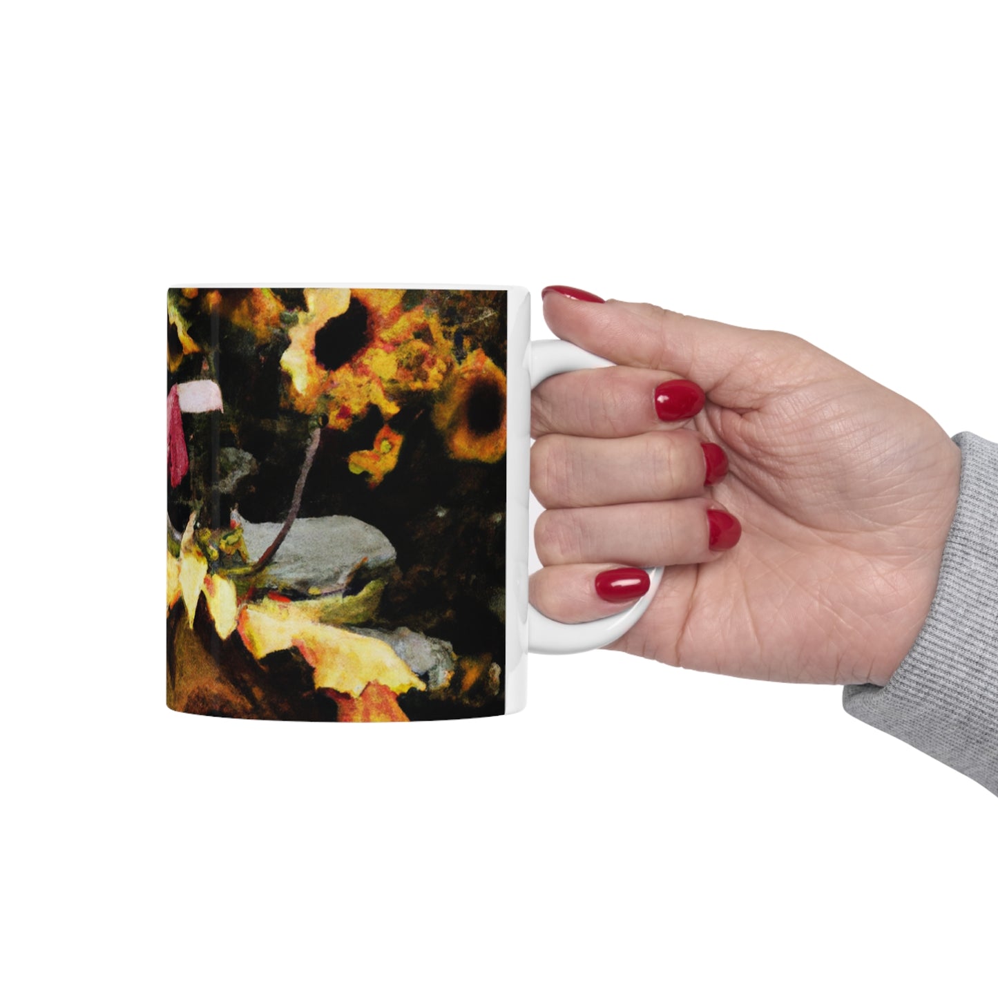 "Centinela solitario del campo de girasoles" - Taza de cerámica The Alien 11 oz